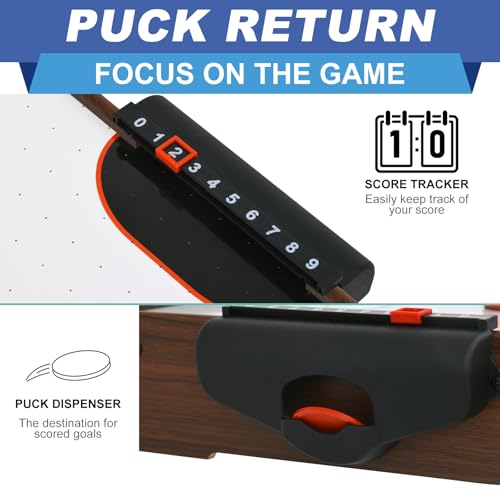 40in Tabletop Air Hockey Table, Portable Arcade Game Table for Kids and Adult, Indoor Game Table w/ 2 Pucks, 2 Pushers, Electronic Motor Fans for Game Room、Family Recreation (Dark Woodgrain)