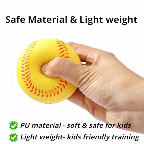 12 Pack Foam Baseballs Softballs Foam Training Ball for Kids Beginners, 9 inch Practice Baseballs Tballs, Safe Throwing, Catching and Batting Practice - color: Yellow