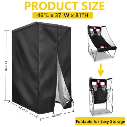 Basketball Arcade Cover, 420D Waterproof Basketball Hoop Covers | 46"L x 37"W x 81"H, 16 Game Foldable Home Dual Shot Basketball Hoop Covers for Indoor Outdoor Use - size: 46"L x 37"W x 81"H