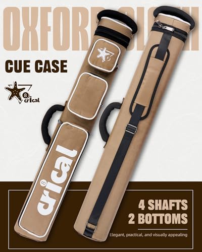 CRICAL Pool Cue Case 2x4 Hard Pool Stick Case Holds 2 Butts and 4 Shafts for Adults Billiard Cue Case with Soft Shoulder Straps - color: Yellow