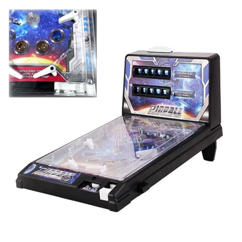 Retro Arcade Pinball Machine Game, Classic Electronic Pinball Toy with Scorer and Sounds, Mini Tabletop Ball Shooting Game for Kids