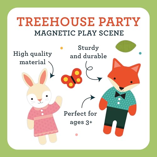 Petit Collage: Animal Friends Magnetic Game Board with Mix & Match, Ideal for Ages 3+, Includes Mag Play Scene Treehouse Party, 74 Count - color: Mag Play Scene Treehouse Party
