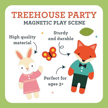 Petit Collage: Animal Friends Magnetic Game Board with Mix & Match, Ideal for Ages 3+, Includes Mag Play Scene Treehouse Party, 74 Count - color: Mag Play Scene Treehouse Party