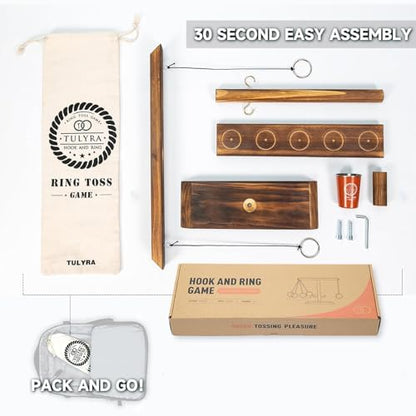 Ring Toss Game for Adults, Hook and Ring Game with Exclusive Carrying case & Unique Stainless Mini Cup, Super Easy to Assemble, XL Size(15.7" X 13"), Outdoor, Family