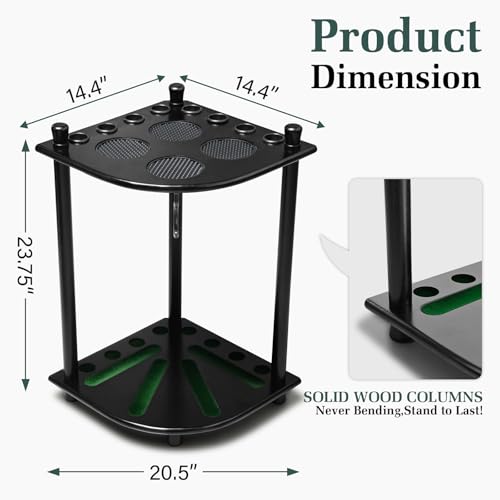 Pool Stick Holder Floor Stand, Pool Cue Rack Holder up to 8 Cues Sticks, Solid Wood Billiards Stick Holder Pool Stick Stand Corner for Game Room, Club,Pool Table Accessories (Black) - style: Black