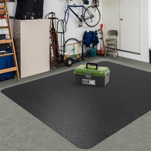 Area Floor Mat for Home, 4'×6' Large Black No Slip Waterproof Vinyl Area Rug for Under Dining Room Table, Spill Resistant Hard Floor Protector Cover, Easy Clean Splat Mat for Under High Chair - color: Black, size: 4' x 6' (Rectangular)