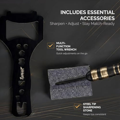 Steel Tip Darts, 6 Pack Knurled Brass Barrels with EVA Case, Darkborn | 16 GlideXPro 130 micron flights, aluminum shafts w/ O-rings, sharpener, dart tool, ebook, 10-yr warranty - color: Lilac - Dark Avenger