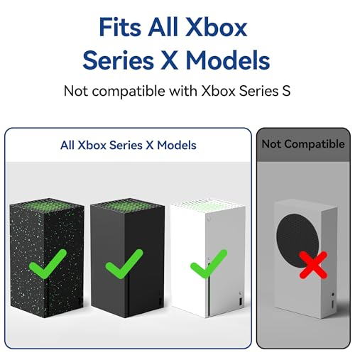 Wall Mount for Xbox Series X with 4 Controller Holder Kits – Metal Console Holder with Ventilated Base and Anti-Scratch Pads – Space-Saving Wall Bracket