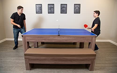 Hathaway Pool Table Combo Set with Benches - color: Woodtone
