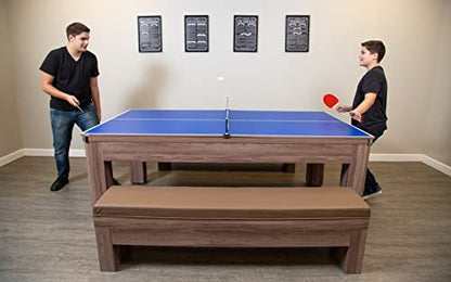 Hathaway Pool Table Combo Set with Benches - color: Woodtone