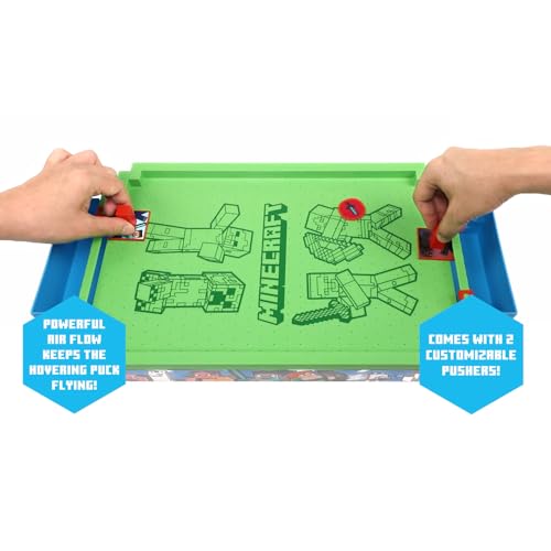 Minecraft: Arcade Air Hockey - Overworld -Premium Series, 21" Motorized Tabletop Game, Iconic Sounds, Licensed Collectible Toy, Adult-Kid 3+, 2 Player