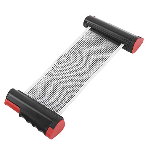 Retractable Table Tennis Net Rack, Portable Plastic Polyester Cotton, Telescopic Length up to 170cm669inch/., Install Spring Clamp System, Stable on - color: Black and red wavy edge