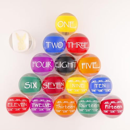 Clear Pool Billiards Balls Set by SRS - Full Set 2-1/4 in. Transparent w/White Print, 4.2oz, 2.25" Diam