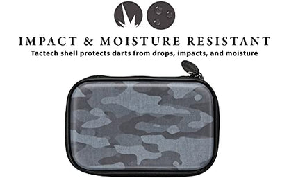 Casemaster Sentinel 6 Dart Case, Holds Extra Accessories, Tips, Shafts and Flights, Compatible with Steel Tip and Soft Tip Darts, Impact & Water Resistant Tactech Shell, Black Camo - color: Black Camo
