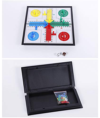 Ludo Game Board Set -9.8”, Magnetic Folding Travel Classic Strategy Game for Kids and Adults (Right Angled) - style: Right Angled