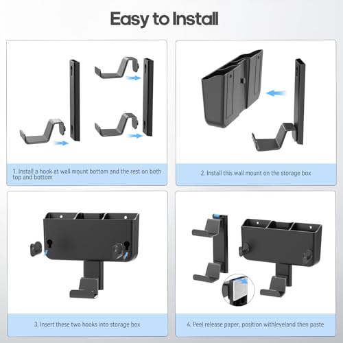 Controller & Headset & Remote Holder Wall Mount with No Drill, 4 Packs Gaming 8 Controllers Hanger Hook Mount for PS5/PS4/XBOX/Switch, Headphone Stand & Remote Control Holer Wall Shelf with Adhesives - size: 5 Packs