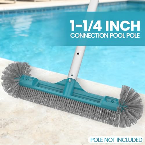 18” Pool Brush Head - Plastic Pool Brushes with Round Ends for Cleaning Swimming Pool Walls, Steps & Corners, Safe for Vinyl Liner(No Pole) - size: 18" Pool Brush