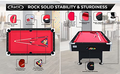 RACK Draco 7-Foot Tournament Billiard/Pool Table – Professional Competition Game Table - color: Red Felt with Black Body