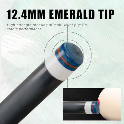 CRICAL Carbon Fiber Pool Cue Stick 58" Billiard Cue Sticks Professional Low Deflection Pool Sticks with 3/8 * 8 Pin Joint and 12.5mm Tip - color: 001-CL01