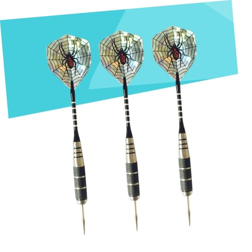 Happyyami 3pcs Professional Aluminum Rod Needle Tip Darts with Spider Pattern Tail Wings Flights for Sports Events and Comfortable for Indoor Outdoor Leisure Use