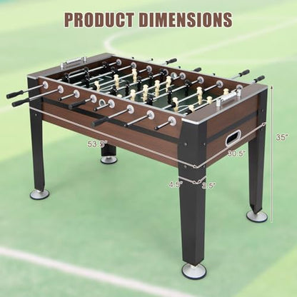 GLACER Foosball Table, 54" Wooden Full Size Foosball Table with 2 Balls, Adjustable Leg Levelers, Sliding Bead Scorers, Indoor Outdoor Soccer Table Game for Adults, Kids, Game Room, Home, Office