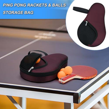 Cosmos Table Tennis Paddle Bag Paddles Case Cover Waterproof Ping Pong Racket Bat Storage Case Holder with Ping Pong Ball Mesh Storage Pocket Organizer, Fits 2 Paddles - color: Burgundy
