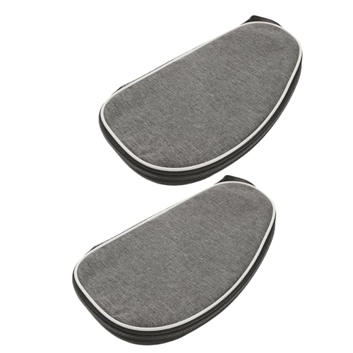 Kisangel 2pcs Table Tennis Racket Carrying Bag Portable Waterproof Pingpong Paddle Case with Ball Storage for Sports Equipment Organizer in Grey Shell Design