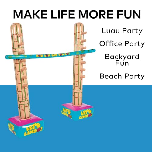 Fun Express Limbo Game for Kids and Adults, 5 Feet Tall Adjustable | 3-Piece Vinyl Kit, Carnival Games Set, Birthday Party Games, Outdoor Games for Pool Party, Luau Games & Field Day Activities
