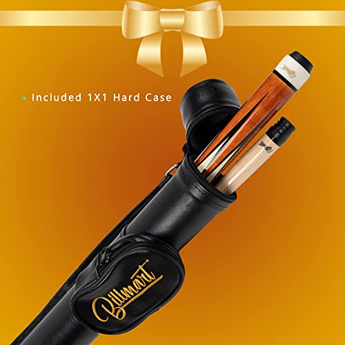 Billmart Pool Cue Stick, Low Deflection Shaft Billiard Cue Sticks with Hard Case, Pool Table Sticks Queue, 19-21 oz Pool Que - color: Amber, size: 19 oz