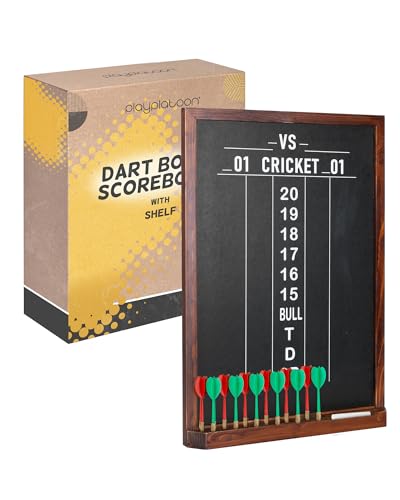 Play Platoon Dart Scoreboard & Darts Holder Wall Mount - Wood Score Board, Professional Darts Accessories, Dart Holder - size: 22 x 16 inch, style: Chalkboard