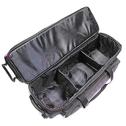 Pyramid Path Triple Tote Roller Plus Bowling Bag with Detachable Shoe Bag (Fits US Mens Size 15), Accessory and Side Pocket, Lightweight Travel Design - color: Black/Hot Pink