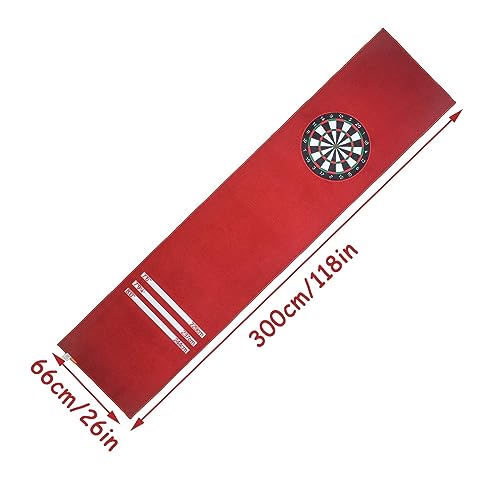 Non-Slip Darts Mat with Throwing Lines, Professional Rubber Dart Carpet Dart Floor Mat, Suitable for Indoor Halls, Rooms, Bars, Dart Courts, 118 X26in