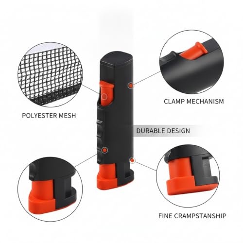 Retractable Table Tennis Net and Post Set with Balls, Portable Polyester Mesh for Standard Tables up to 1.5 Inches Thick