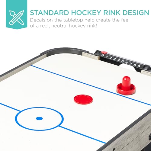 Best Choice Products Portable Tabletop Air Hockey Table for Game Room w/ 100V Motor, Electric Fan, 2 Strikers, 2 Pucks - color: Gray