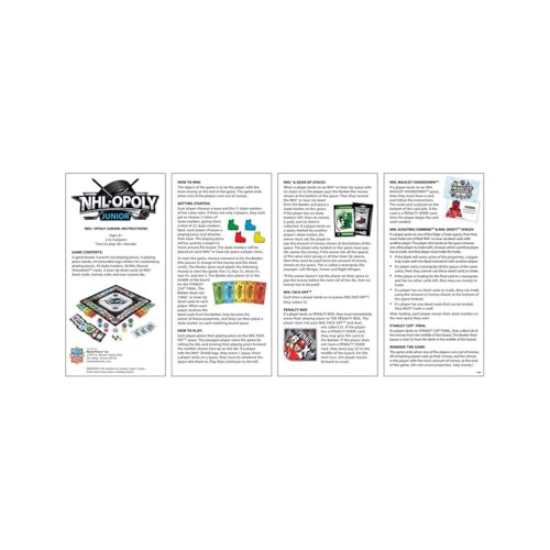 MasterPieces NHL Opoly Junior Board Game - Official Licensed Hockey Game for Family Game Night, Sports Themed Tabletop Play, Hockey Gifts for Boys 8-12, Fun Interactive Ice Hockey Experience