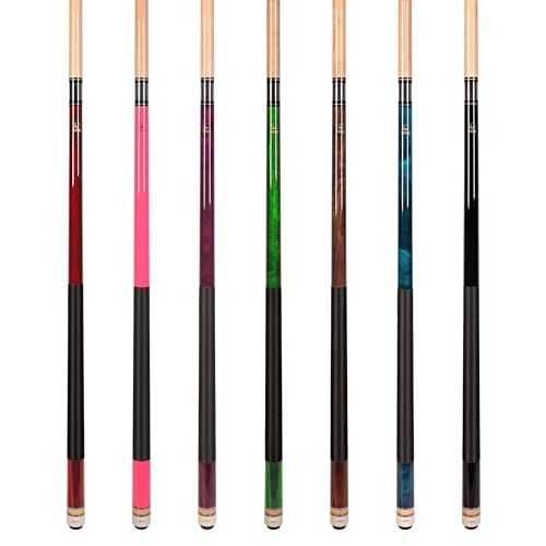 Set of Aska L2 Billiard Pool Cue Sticks, 58" Hard Rock Canadian Maple, 5/16x18 Joint, 13mm Hard Tip, Mixed Weights - style: Set of 7 Sticks