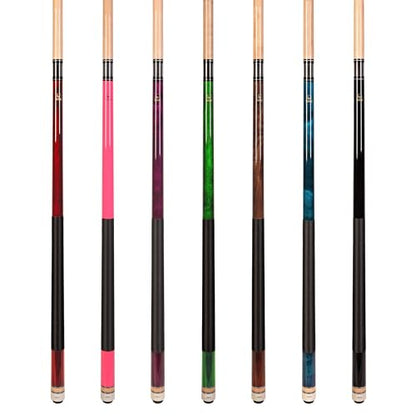 Set of Aska L2 Billiard Pool Cue Sticks, 58" Hard Rock Canadian Maple, 5/16x18 Joint, 13mm Hard Tip, Mixed Weights - style: Set of 7 Sticks