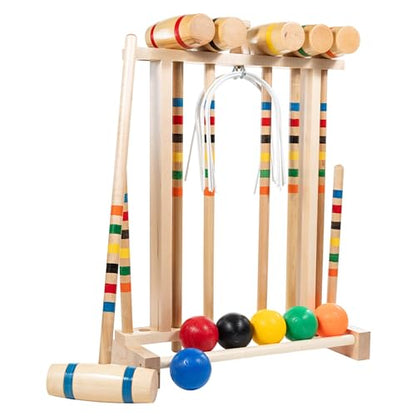 Framco Classic Amish Made 6 Player Maple Hardwood Croquet Set, Solid Head