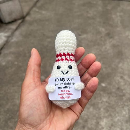 Bowling Accessories Crochet Gifts, Emotional Support Bowling Pin Office Desk Decor Decorations for Women Men (To My Love Gift) - style: To My Love Gift