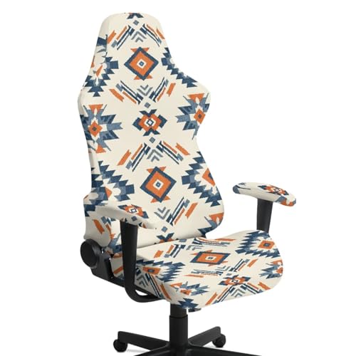 Aztec Southwest Print Computer & Gaming Chair Slipcover Breathable Stretchable Game Chair Cover with Armrest Covers Easy to Install for Swivel Rotating Chairs - color: Brown - Aztec Southwest