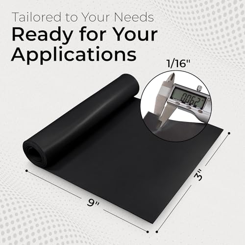 Exactly Rubber - Neoprene Sheet, 60A Durometer Rubber Mat, Gasket Material with -30 to 195°F Temperature Resistance, Oil and Gasoline-Resistant Rubber Sheet, Made in The USA, 1/16 x 3" x 9" - size: 1/16 x 3 x 9