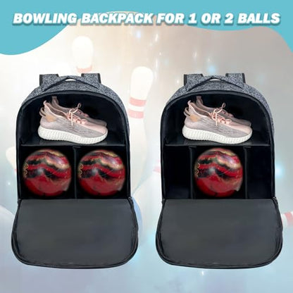 WOLT Bowling Ball Bag,2 Ball Bowling Backpack with Protective Foam Padded & Shoe Compartment Fits Up to Mens Size 16 - color: Healthygrey