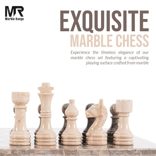 Marble Chess Set 15" Inches Oceanic and Verona with Storage Box and 2 Extra Queen Handmade Luxury Board Games for Adults, Ideal Marble Chess Board Game Set & Chess Pieces - color: Oceanic & Verona