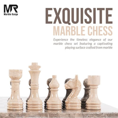 Marble Chess Set 15" Inches Oceanic and Verona with Storage Box and 2 Extra Queen Handmade Luxury Board Games for Adults, Ideal Marble Chess Board Game Set & Chess Pieces - color: Oceanic & Verona