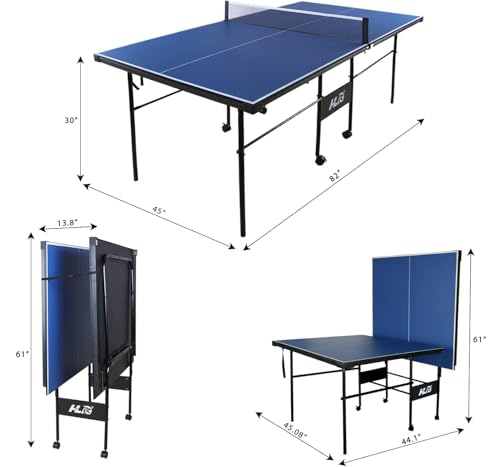 7FT Professional Indoor Outdoor Ping Pong Table Foldable with Quick Assembly- Portable Table Tennis Table Game with Net, 2 Table Tennis Paddles and 2 Balls-All Weather Aluminum Composite Surface,