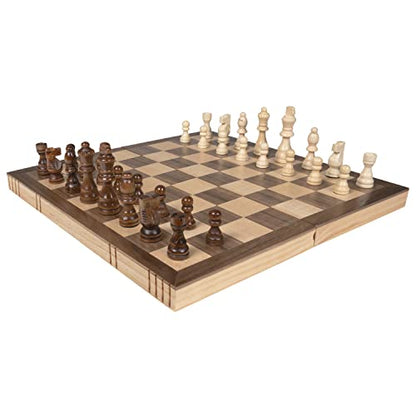 Premium Wooden Chess Set, 15.7 Inches Chess Board Game Set for Adults - Folding Board - Pieces Storage Slots, Handmade Portable Travel Chess Game - Beginner Chess Set for Kids, 6 up Age - size: Large (15 Inch)