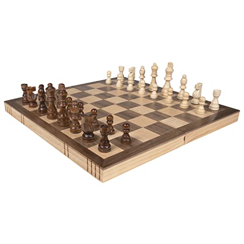 Premium Wooden Chess Set, 15.7 Inches Chess Board Game Set for Adults - Folding Board - Pieces Storage Slots, Handmade Portable Travel Chess Game - Beginner Chess Set for Kids, 6 up Age - size: Large (15 Inch)