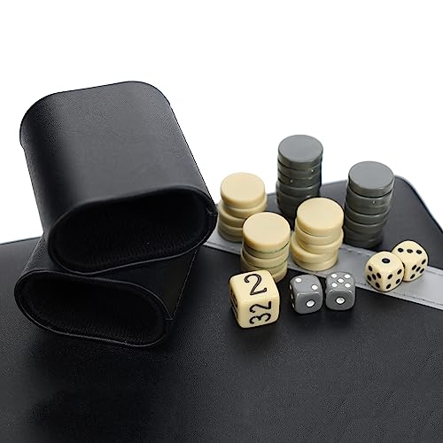 WE Games Backgammon Set, Board Games for Adults - Travel Games - Black with Gray Stripe Magnetic Leatherette Backgammon Board and Carrying Strap - Travel Backgammon Sets for Adults - color: Black With Gray Stripe