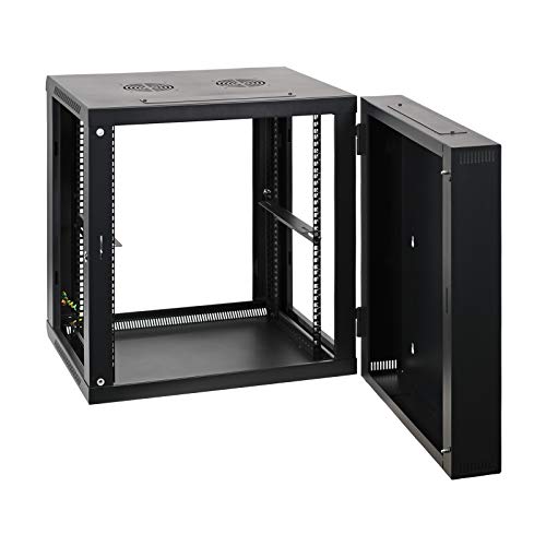 Aeons 12U Signature Double Section Wall Mount 19-inch Networking IT Cabinet Enclosure Hinged Swing Out 24-inch Depth Glass Door (Fully Assembled) - style: 12U-24" D