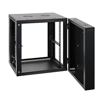 Aeons 12U Signature Double Section Wall Mount 19-inch Networking IT Cabinet Enclosure Hinged Swing Out 24-inch Depth Glass Door (Fully Assembled) - style: 12U-24" D